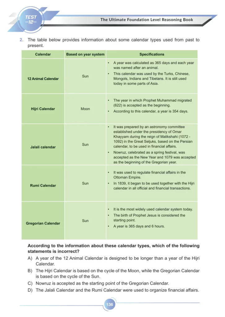 The Ultimate Foundation Level Reasoning Book sample test 12, page 6.