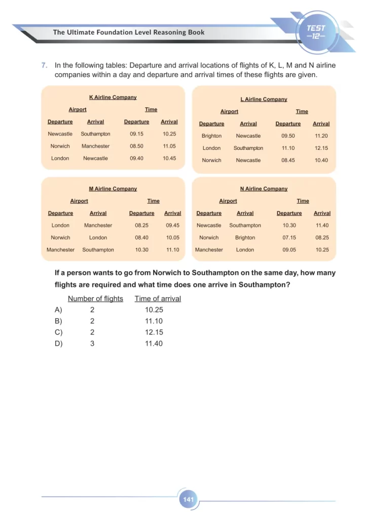 The Ultimate Foundation Level Reasoning Book sample test 12, page 11.