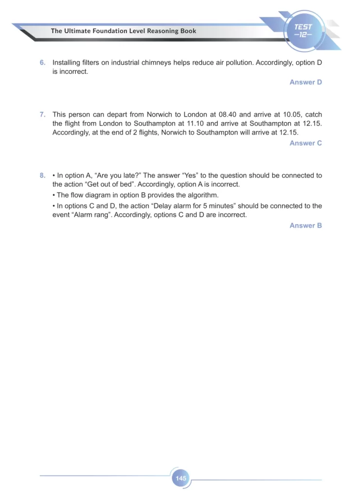 The Ultimate Foundation Level Reasoning Book sample test 12, page 15.